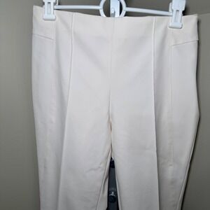 Escada Tuska High-Waist Cropped Trousers Cream Tapered High Rise‎ Seam Detail